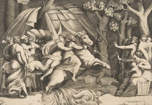 Cloelia till häst korsar Tibern, ca. 1540-60.