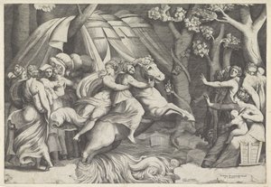 Cloelia korsar Tibern av Giulio Bonasone