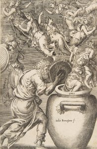 Epimetheus öppnar Pandoras ask, 1531-76.