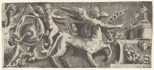Fris med sfinx och putto vid altaret av Giulio Bonasone