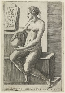 Grammatik Grammatik hermippus autor fruit (titel på objekt) The Seven Liberal Arts (serietitel) av Giulio Bonasone