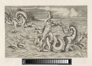 Hercules brottas med Achelous av Giulio Bonasone