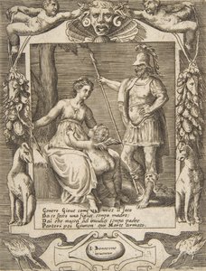 Juno, Mars och Cupid, utspelad inom en utarbetad ram, från 