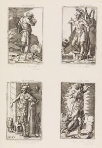 Jupiter, från Planeter, plåt 2, 1530-70. av Giulio Bonasone