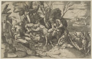 Jupiter diades av geten Amalthea av Giulio Bonasone