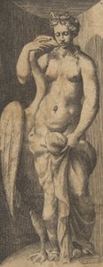 Leda och svanen, ca 1531-76. av Giulio Bonasone