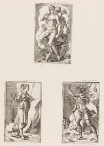 Mercurius, från Planets, plåt 6, 1530-70. av Giulio Bonasone