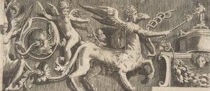 Prydnadsfris med bevingad kentaur, 1531-76. av Giulio Bonasone