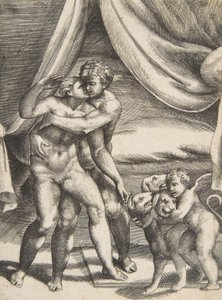 Pluto och Proserpine, från "The Loves of the Gods", ca. 1531-76. av Giulio Bonasone