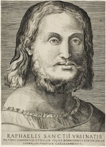 Porträtt av Raphael av Giulio Bonasone