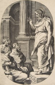 Saint Paul Preaching, en oval komposition, 1547. av Giulio Bonasone