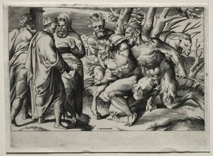 Silenus och kung Midas av Giulio Bonasone