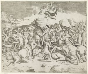 Slaget vid Milvian Bridge av Giulio Bonasone