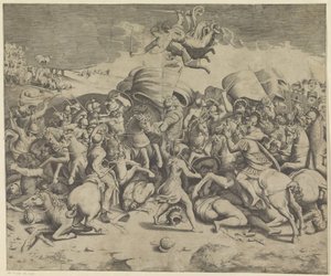 Slaget vid Milvian Bridge av Giulio Bonasone