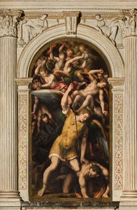 Norra tvärskeppet, ärkeängelns altare, ärkeängeln Mikael dödar den onde, Giulio Campi 1566