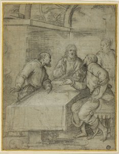 Studera för nattvarden i Emmaus av Giulio Campi