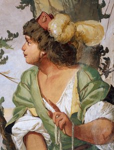 Shepherd Sylvius av misstag sårar nymfen Dorinda och blir kär i henne, fresk av Giulio Carpioni, inspirerad av pastoralspelet Den trogna herden, av Giovanni Battista Guarini, Villa Caldogno, Caldogno, Veneto, Italien. av Giulio Carpioni