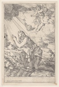 Den ångerfulla Sankta Maria Magdalena, knästående inför en skalle och ben, 1640-60.