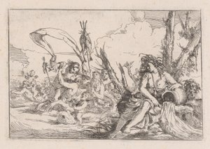 Vatten, representerat av en najad som sitter vid foten av ett träd..., 1640-60. av Giulio Carpioni