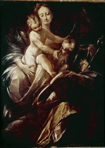 Den heliga familjen. (olja på duk av Giulio Cesare Procaccini