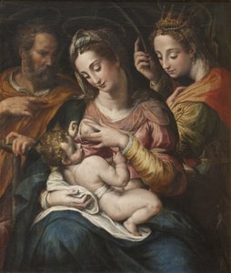 Den heliga familjen med St Catherine, ca 1600
