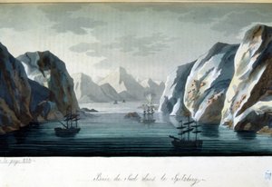 Southern Bay i Spitzberg, Norge - i "" Den gamla och moderna kostymen"" av Jules Ferrario, red. Milano av Giulio Ferrario