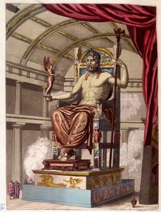 Staty av Jupiter (Zeus) - i "" Den gamla och moderna kostymen"" av Ferrario, ed. Milano