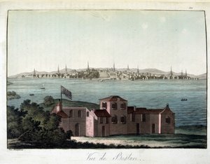 Utsikt över staden Boston - i "Den gamla och moderna kostymen", av Dr Jules Ferrario, red. Milano av Giulio Ferrario