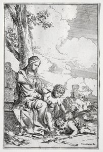 Helig familj med spädbarnet St. John av Giulio I Carpioni