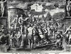 Constantines Vision of the Cross, från Sala di Costantino, Raphael Rooms av Giulio Romano