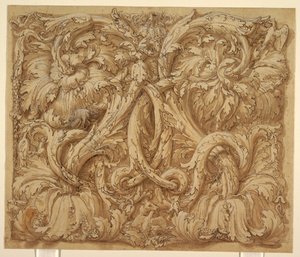 動物と鳥を描いたアカンサス リンソーのデザイン スウェーデン語 av Giulio Romano