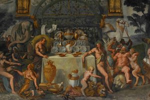 Freskdetalj från Chamber of Amor and Psyche, 1526-1534 av Giulio Romano