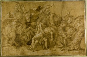 Menelaos håller Patroklos kropp av Giulio Romano