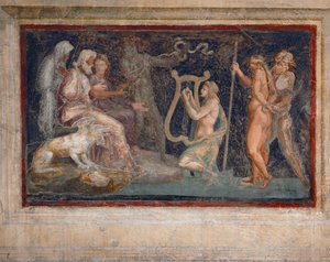Mytologisk scen (fresco) av Giulio Romano