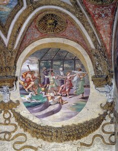 En av fresker från Chamber of Winds eller Zodiac av Giulio Romano