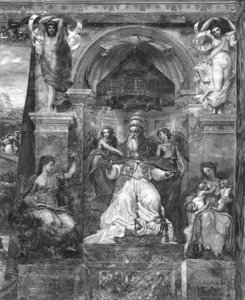 Påven Urban I (d.230) mellan rättvisa och välgörenhet, Raphael Rooms (se även 252783, 252784, 252785) av Giulio Romano
