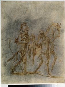 ""Saint Martin och tiggaren"" (Saint Martin och en tiggare) Akvarell och tusch av Giulio Pippi De