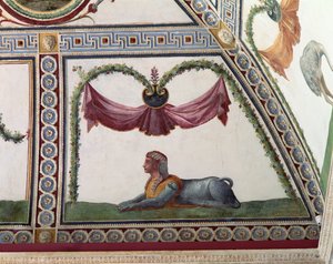 Camera con Fregio di Amorini Chamber of the Cupid Frieze detalj av en sfinx, fresk från 1520-talet av Giulio Romano