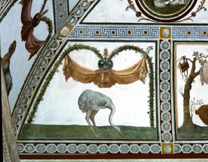 Camera con Fregio di Amorini Chamber of the Cupid Frieze detalj av en struts, fresk från 1520-talet av Giulio Romano