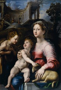 Madonnan med barnet och Johannes Döparen av Giulio Romano