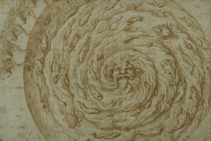 The Stream Oceanus (penna & brunt bläck med tvätt på papper) av Giulio Romano