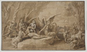 Venus sörjer Adonis död av Giulio Romano