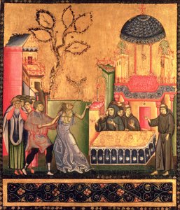 Franciskus altartavla, detalj som föreställer den besatta kvinnans mirakel (tempera på panel)
