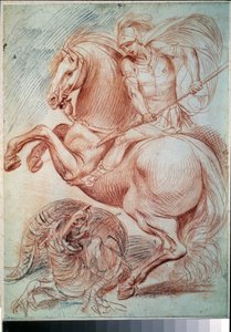 ""Saint George som dödar draken"" (Saint George och draken) Sanguineteckning av Giuseppe Cesari (1568-1640) Pushkin-museet från 1600-talet, Moskva av Giuseppe Cesari