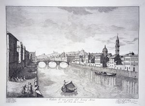 Utsikt över en del av floden Arno av Giuseppe (after) Zocchi