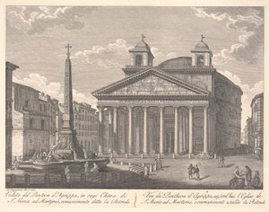 Utsikt över Pantheon of Agrippa (etsning) av Giuseppe Acquaroni