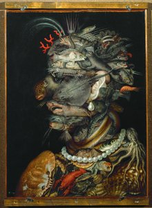 Vatten, allegori (målning på lindved) av Giuseppe Arcimboldo