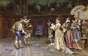 En presentation av Henri IV av Frankrike vid Marguerite Valois hov av Giuseppe Aureli