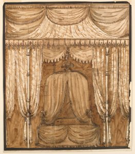 Ritning, upphöjning av en sängalkov, ca 1790 av Giuseppe Barberi