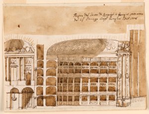 Sektion av en teater i Perugia av Giuseppe Barberi